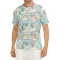 Cute Rainbow Unicorn Pattern Print Men's Short Sleeve Rash Guard