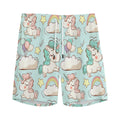 Cute Rainbow Unicorn Pattern Print Men's Athletic Shorts