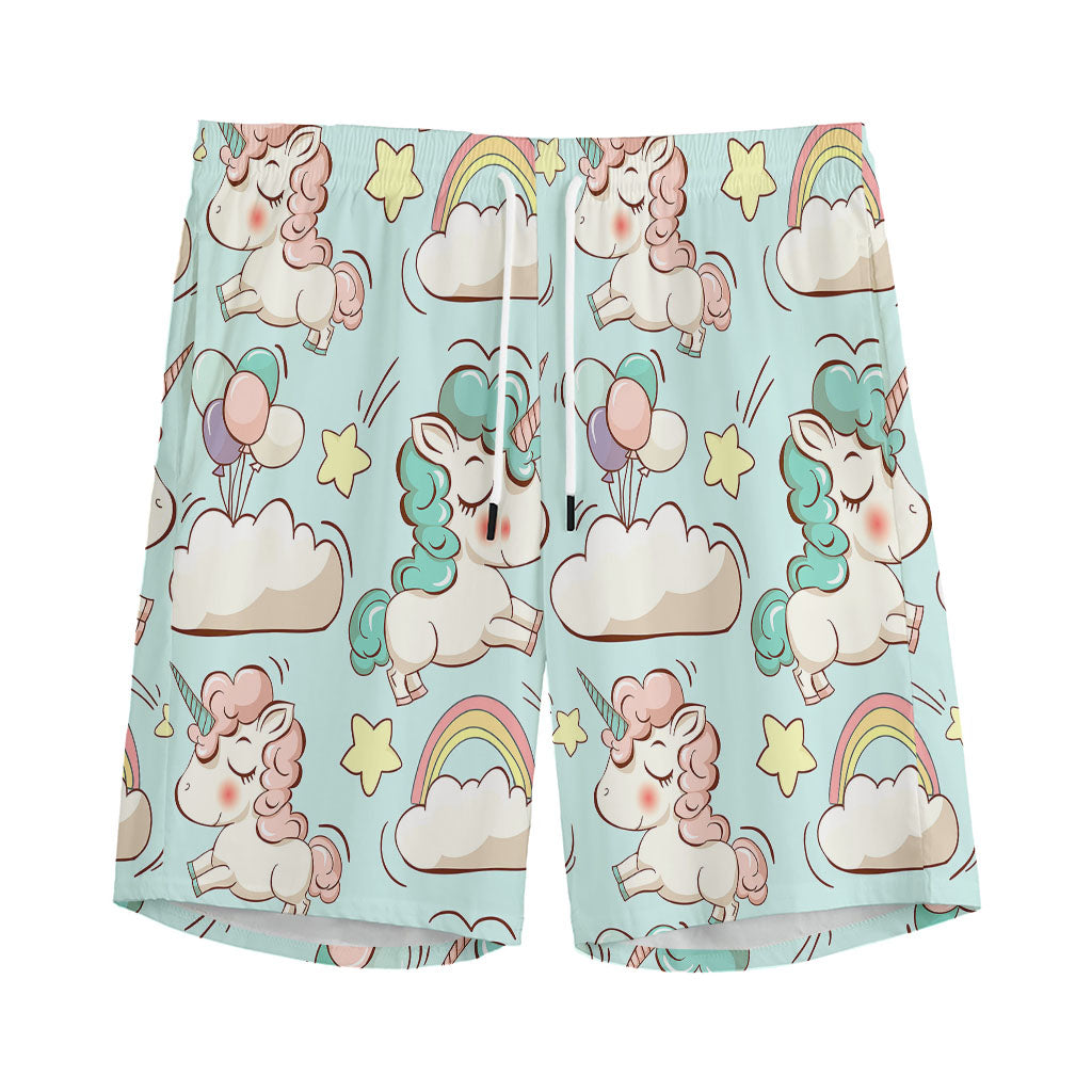 Cute Rainbow Unicorn Pattern Print Men's Sports Shorts