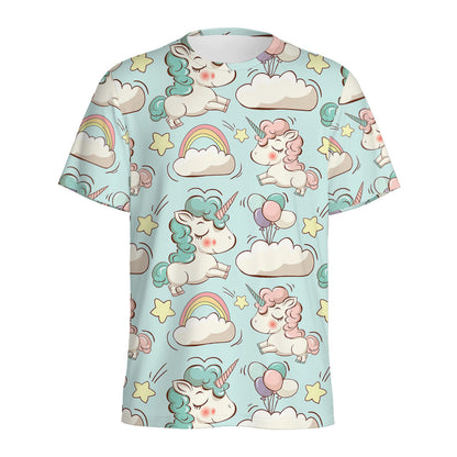 Cute Rainbow Unicorn Pattern Print Men's Sports T-Shirt