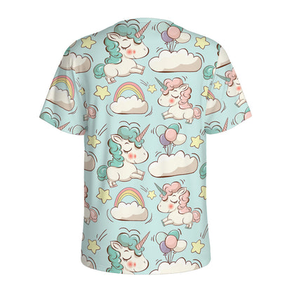 Cute Rainbow Unicorn Pattern Print Men's Sports T-Shirt