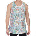 Cute Rainbow Unicorn Pattern Print Men's Velvet Tank Top