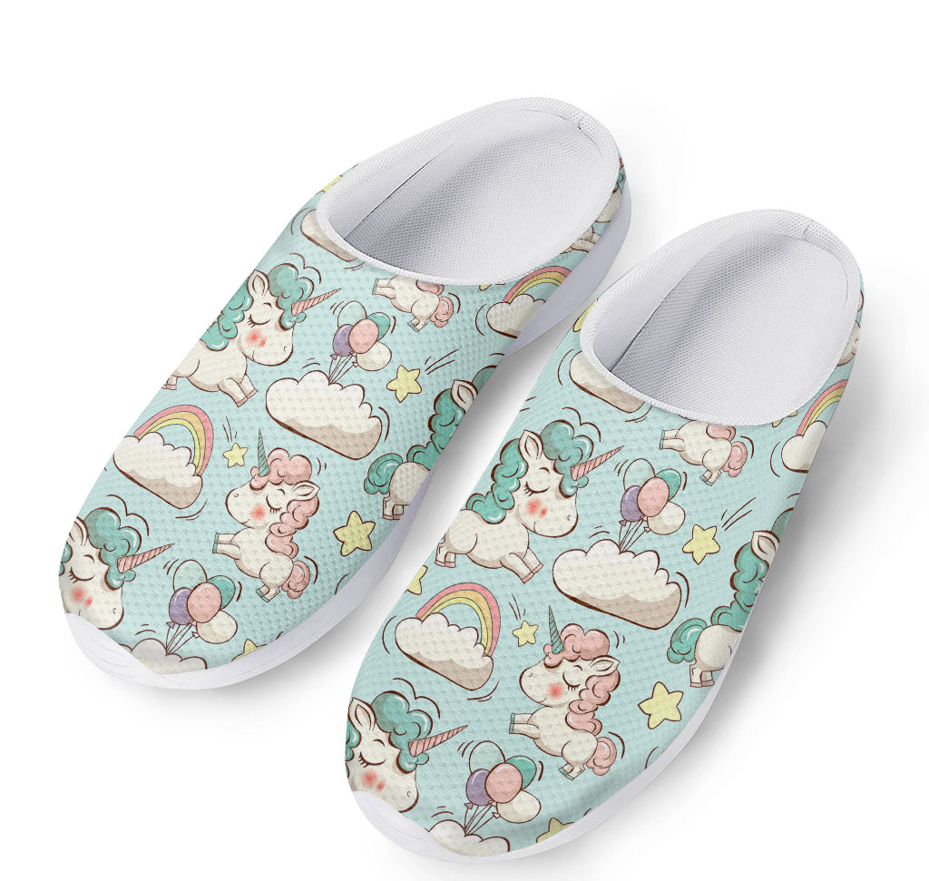 Cute Rainbow Unicorn Pattern Print Mesh Casual Shoes