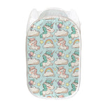 Cute Rainbow Unicorn Pattern Print Mesh Laundry Hamper