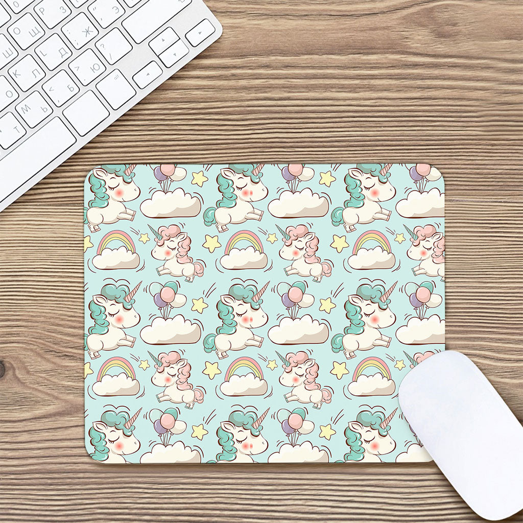 Cute Rainbow Unicorn Pattern Print Mouse Pad