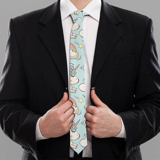 Cute Rainbow Unicorn Pattern Print Necktie