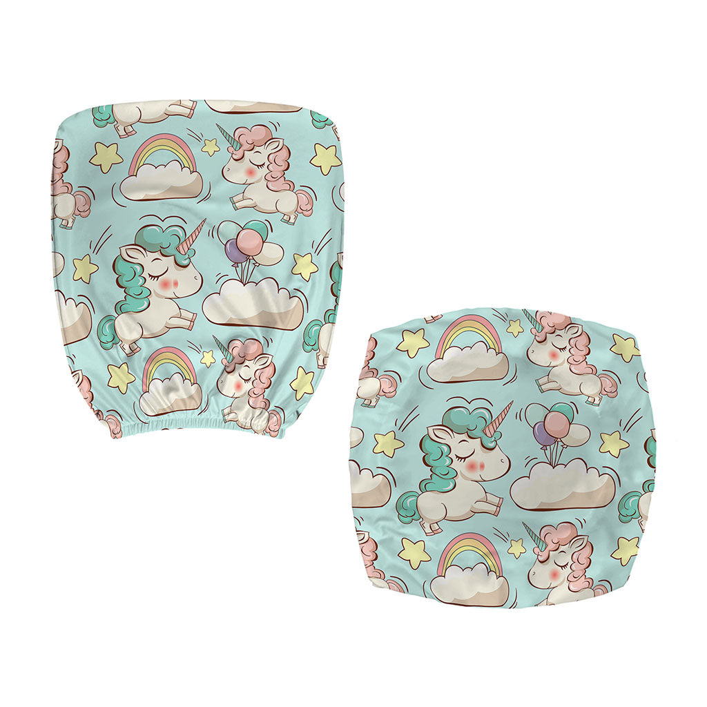 Cute Rainbow Unicorn Pattern Print Office Chair Cover