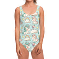 Cute Rainbow Unicorn Pattern Print One Piece Swimsuit