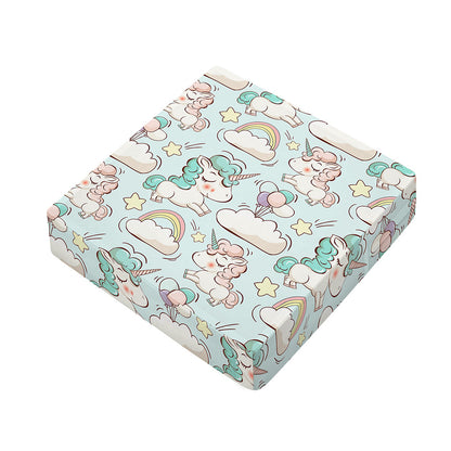 Cute Rainbow Unicorn Pattern Print Outdoor Seat Cushion Cover