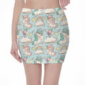 Cute Rainbow Unicorn Pattern Print Pencil Mini Skirt
