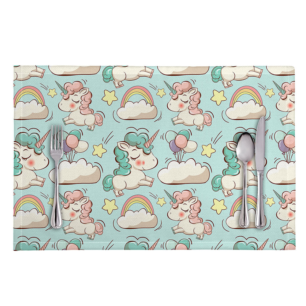 Cute Rainbow Unicorn Pattern Print Placemat
