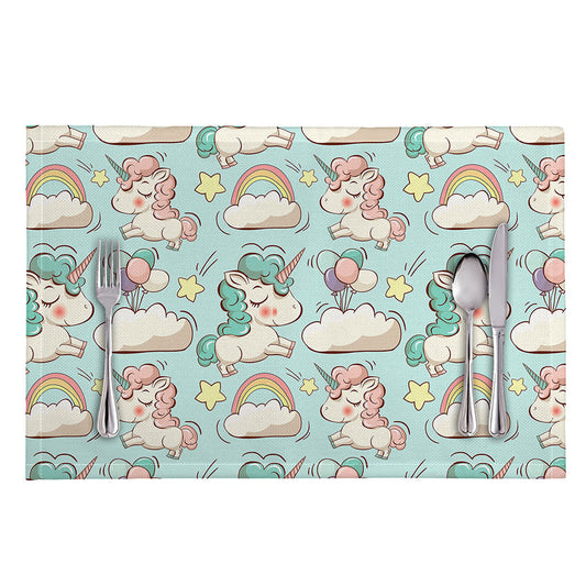 Cute Rainbow Unicorn Pattern Print Placemat