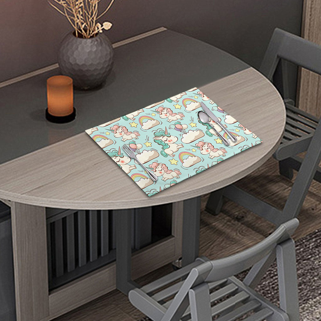 Cute Rainbow Unicorn Pattern Print Placemat