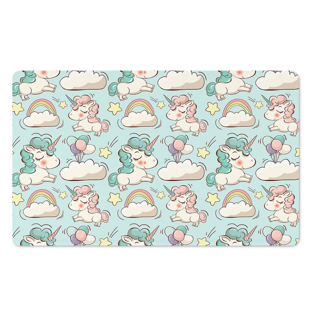 Cute Rainbow Unicorn Pattern Print Polyester Doormat