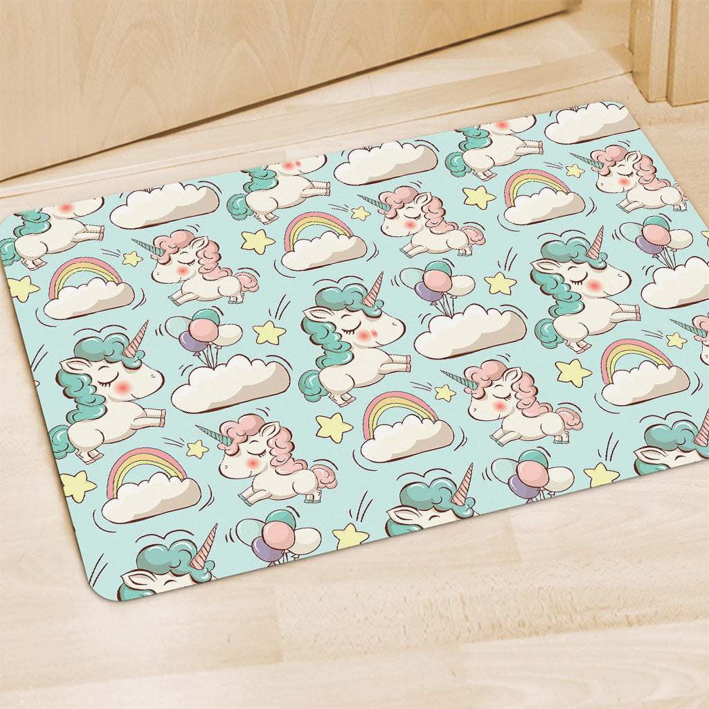 Cute Rainbow Unicorn Pattern Print Polyester Doormat