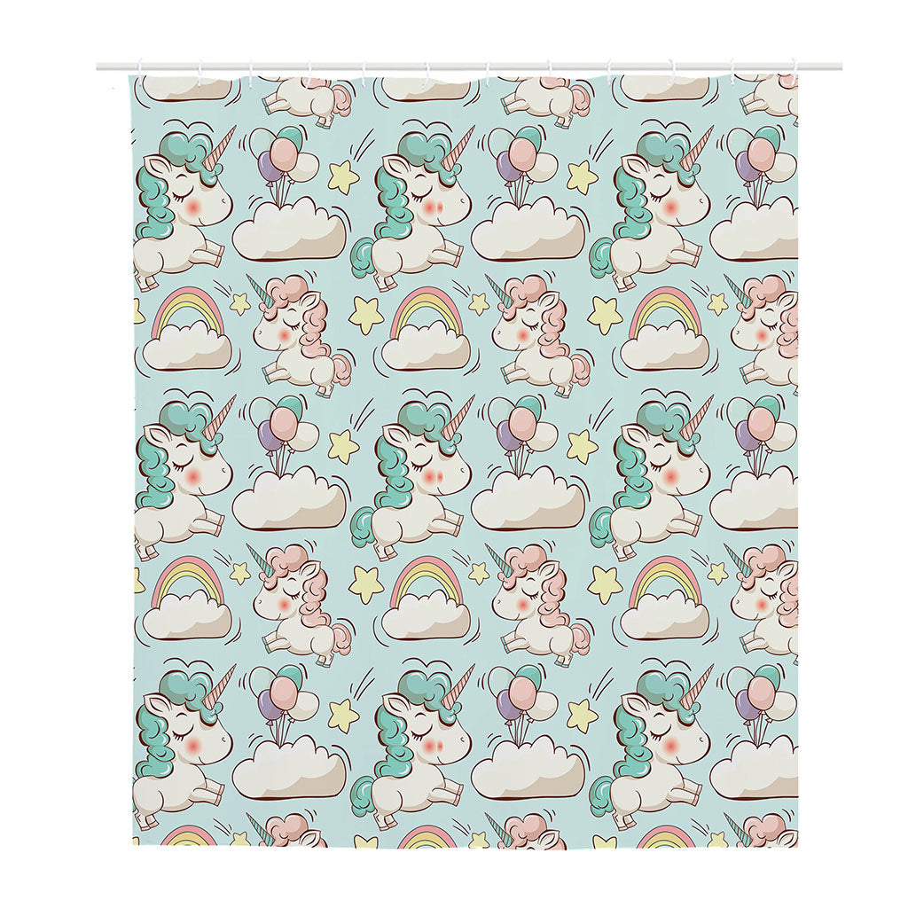 Cute Rainbow Unicorn Pattern Print Polyester Shower Curtain