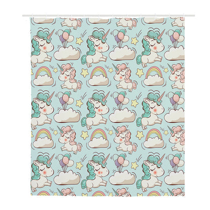 Cute Rainbow Unicorn Pattern Print Polyester Shower Curtain