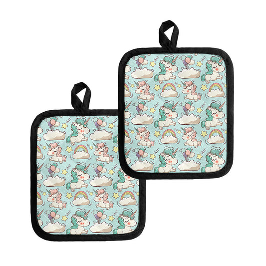 Cute Rainbow Unicorn Pattern Print Pot Holders