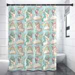 Cute Rainbow Unicorn Pattern Print Premium Shower Curtain