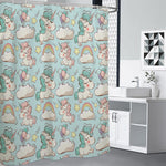 Cute Rainbow Unicorn Pattern Print Premium Shower Curtain
