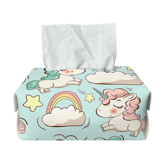 Cute Rainbow Unicorn Pattern Print Rectangle Tissue Box Cover