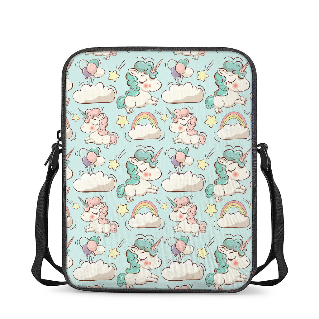 Cute Rainbow Unicorn Pattern Print Rectangular Crossbody Bag