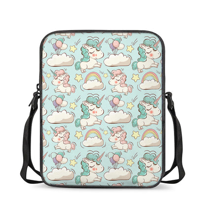 Cute Rainbow Unicorn Pattern Print Rectangular Crossbody Bag