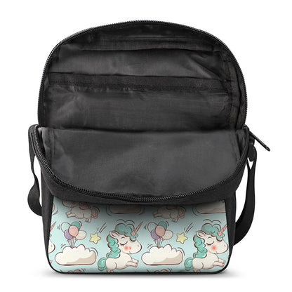 Cute Rainbow Unicorn Pattern Print Rectangular Crossbody Bag