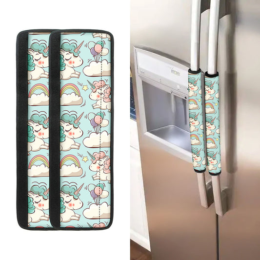 Cute Rainbow Unicorn Pattern Print Refrigerator Handle Covers