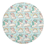 Cute Rainbow Unicorn Pattern Print Round Blanket