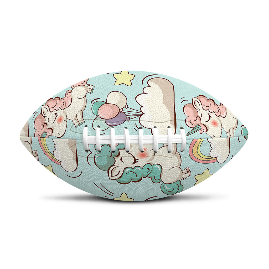 Cute Rainbow Unicorn Pattern Print Rugby Ball