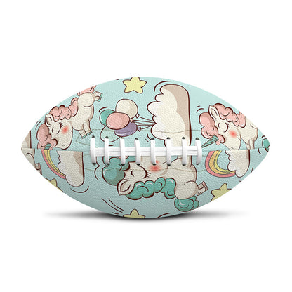 Cute Rainbow Unicorn Pattern Print Rugby Ball