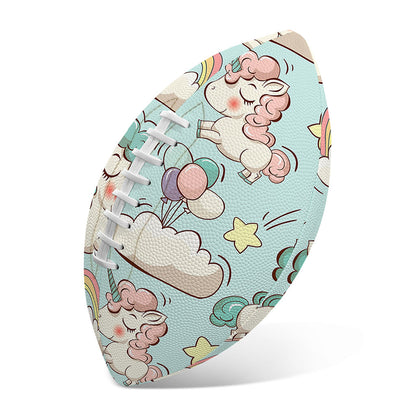 Cute Rainbow Unicorn Pattern Print Rugby Ball