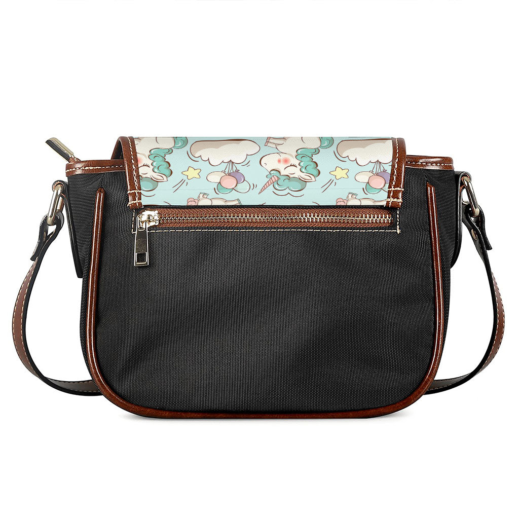 Cute Rainbow Unicorn Pattern Print Saddle Bag