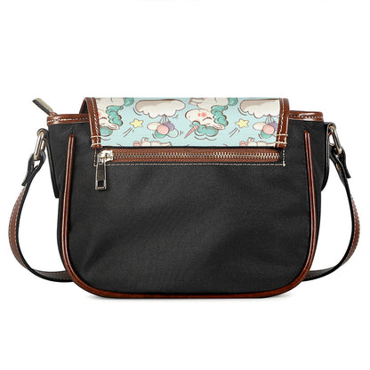 Cute Rainbow Unicorn Pattern Print Saddle Bag