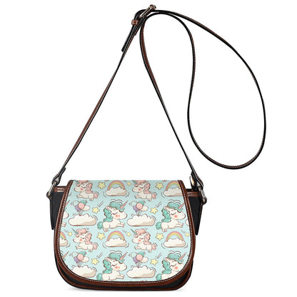 Cute Rainbow Unicorn Pattern Print Saddle Bag
