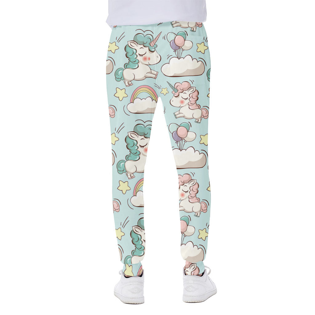 Cute Rainbow Unicorn Pattern Print Scuba Joggers