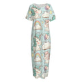 Cute Rainbow Unicorn Pattern Print Short Sleeve Long Nightdress