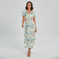 Cute Rainbow Unicorn Pattern Print Short Sleeve Maxi Dress