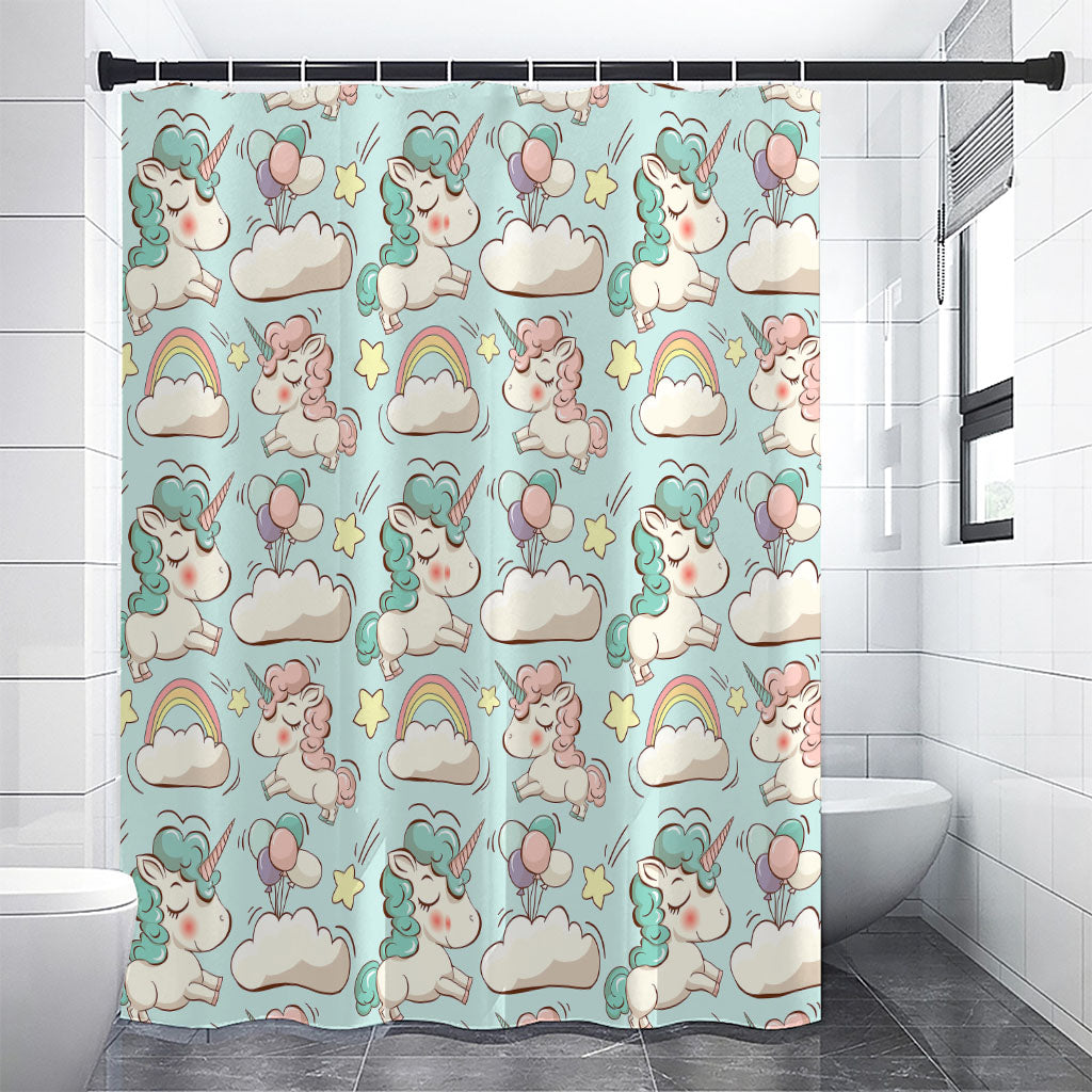 Cute Rainbow Unicorn Pattern Print Shower Curtain