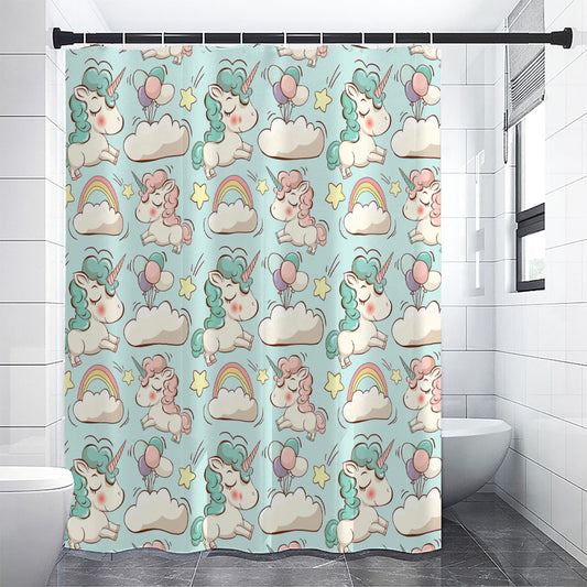 Cute Rainbow Unicorn Pattern Print Shower Curtain