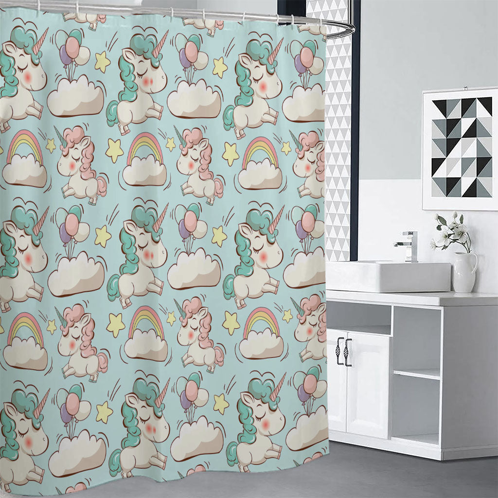 Cute Rainbow Unicorn Pattern Print Shower Curtain