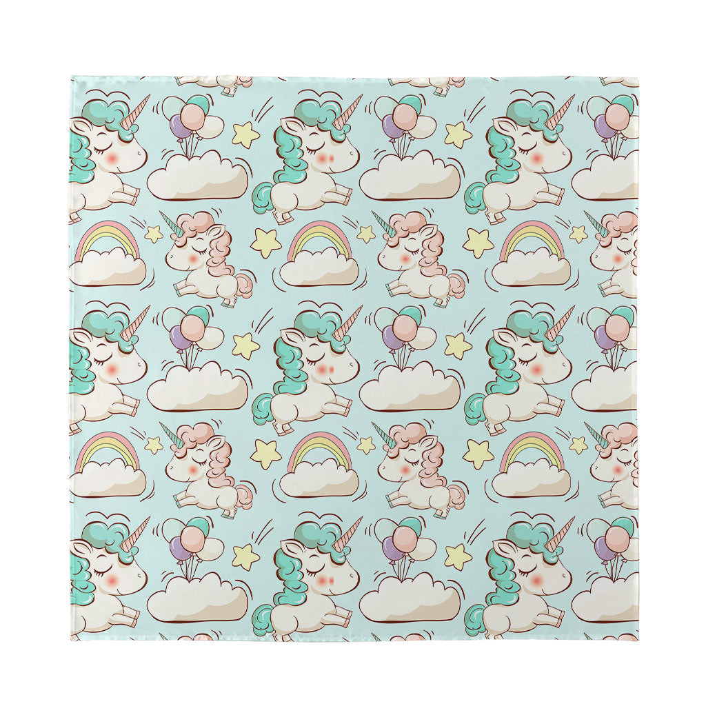 Cute Rainbow Unicorn Pattern Print Silk Bandana