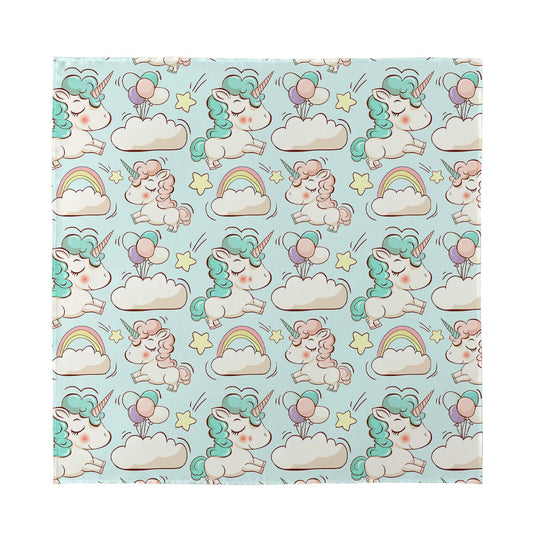 Cute Rainbow Unicorn Pattern Print Silk Bandana