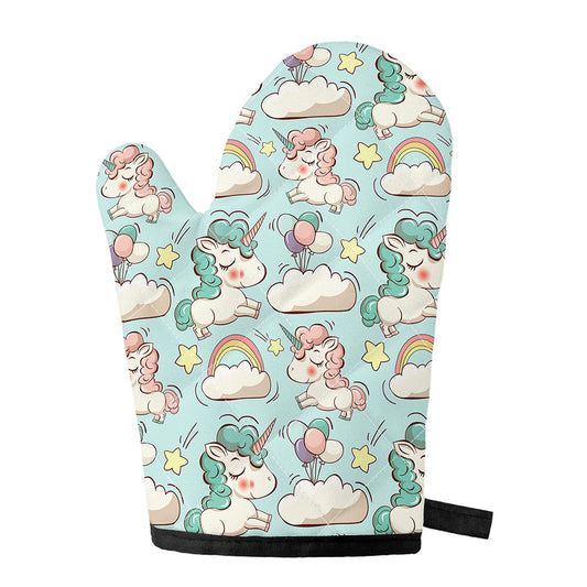 Cute Rainbow Unicorn Pattern Print Single Oven Mitt