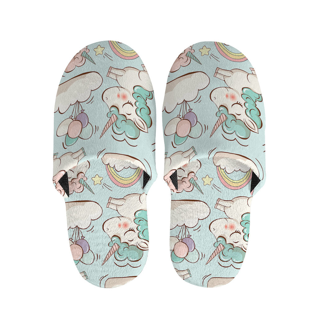 Cute Rainbow Unicorn Pattern Print Slippers