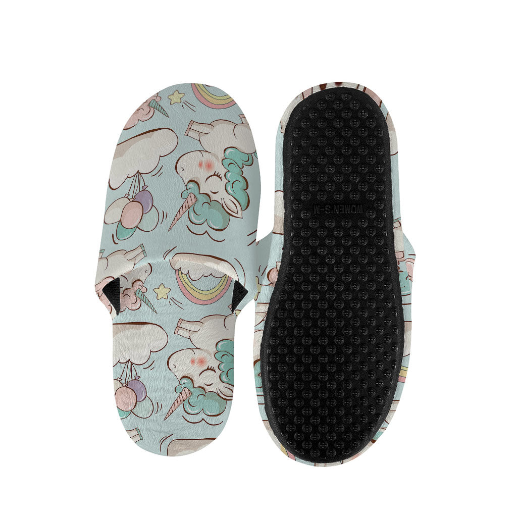 Cute Rainbow Unicorn Pattern Print Slippers