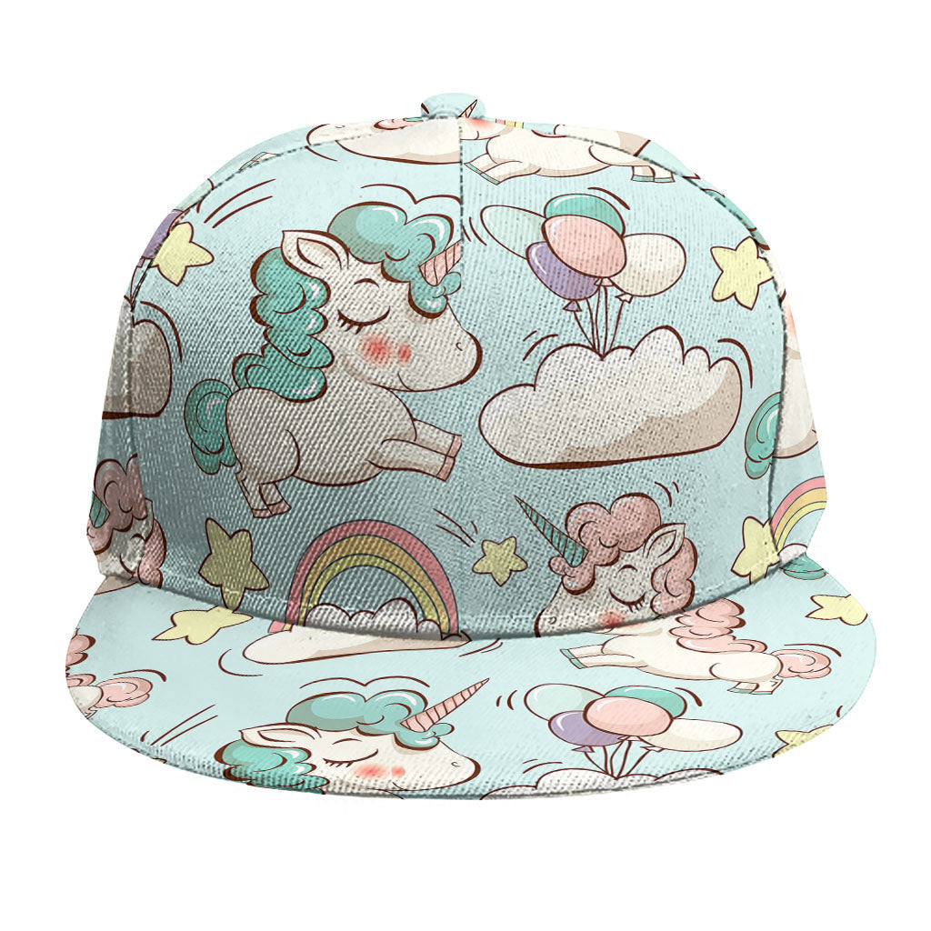 Cute Rainbow Unicorn Pattern Print Snapback Cap