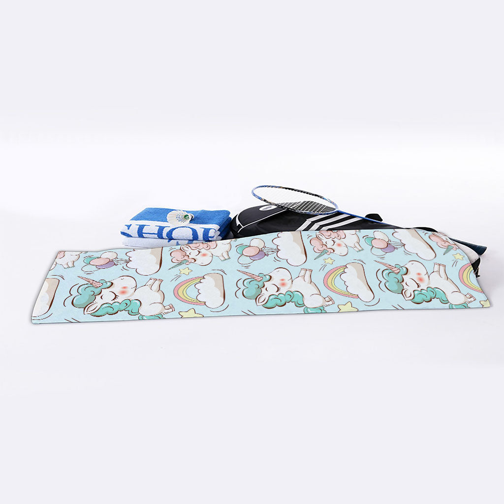 Cute Rainbow Unicorn Pattern Print Sports Towel