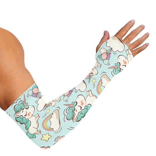 Cute Rainbow Unicorn Pattern Print Sun Protection Arm Sleeves